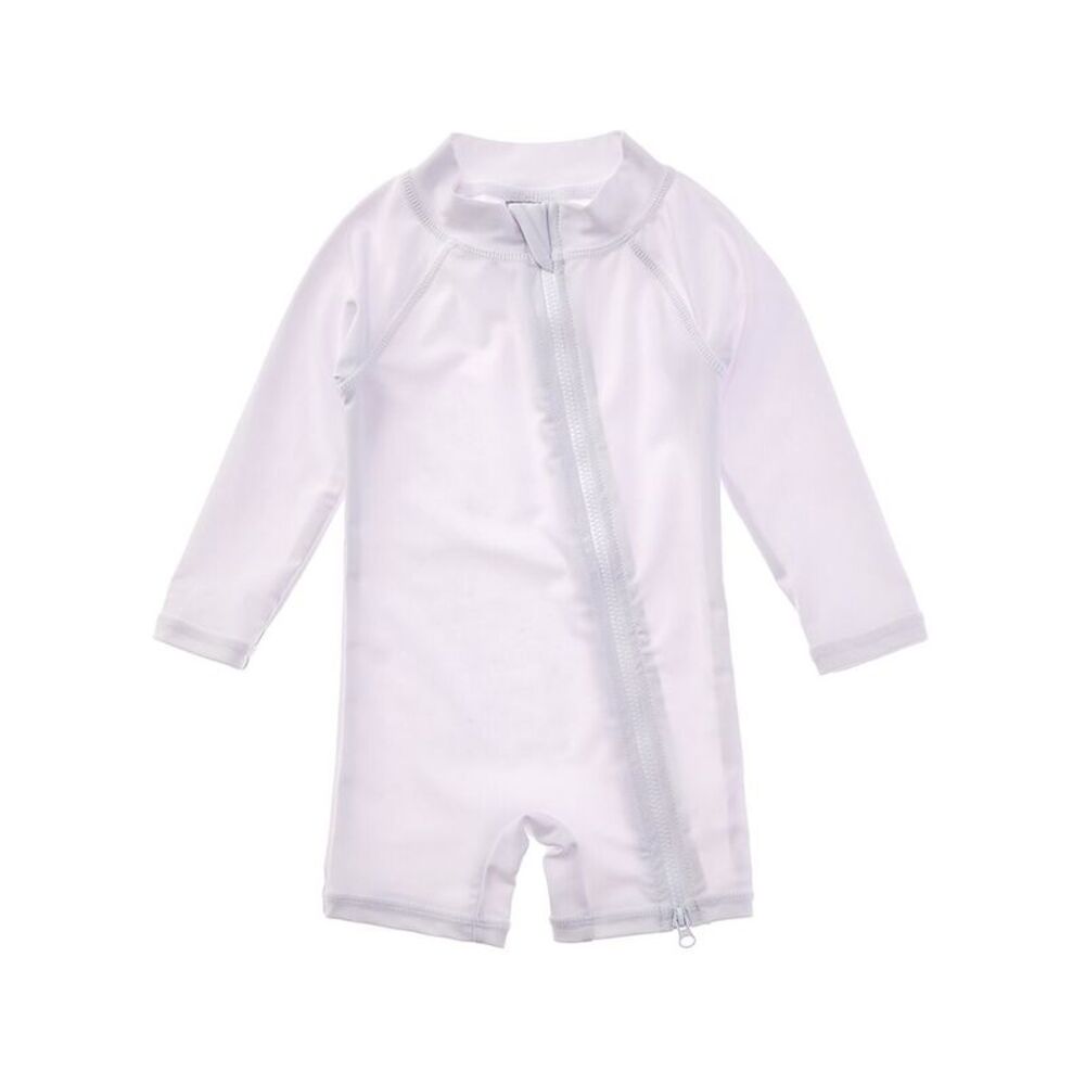 Flap Happy Girls  White Rash Guard Romper, White